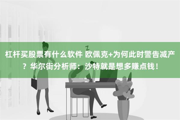 杠杆买股票有什么软件 欧佩克+为何此时警告减产？华尔街分析师：沙特就是想多赚点钱！