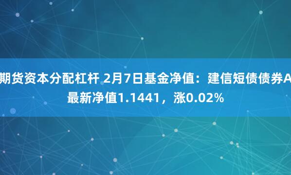 期货资本分配杠杆 2月7日基金净值：建信短债债券A最新净值1.1441，涨0.02%